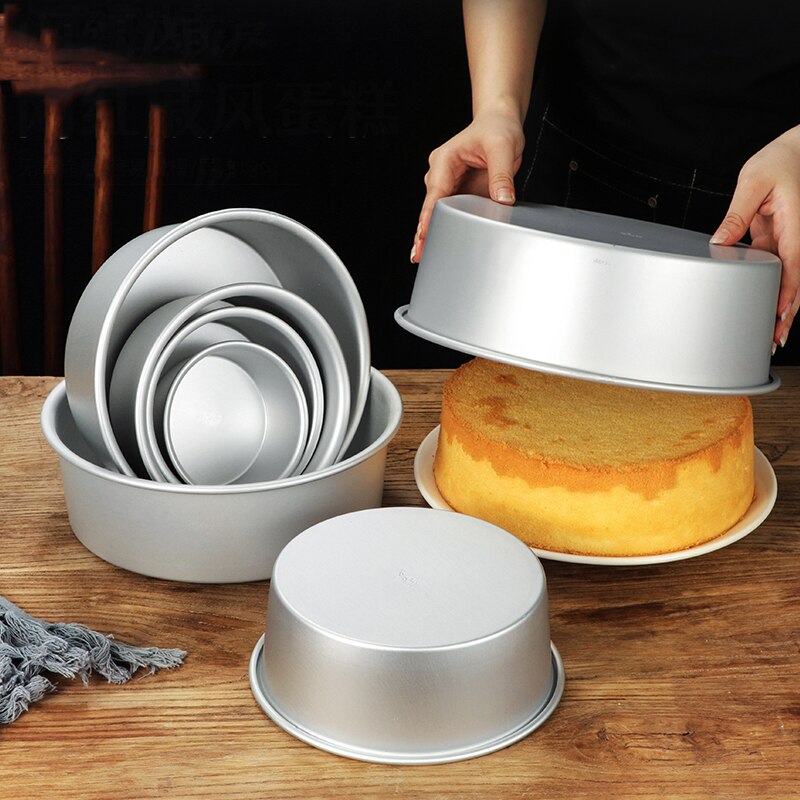 Aluminum Alloy Die Round 4/6/8/10/12 Inch Cake Mold Solid Bottom Cake Template Baking Dish Baking Mould Pan Bakeware Tools
