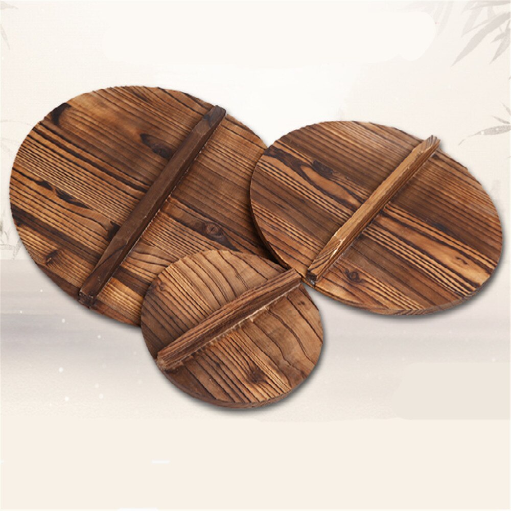 Frying Pan with Lids 33cm Wooden Pot Lid Chinese Fir Pan Lid Frying Pan Cover Pot Cover Wok Pan Lid Kitchen Accessories Utensils