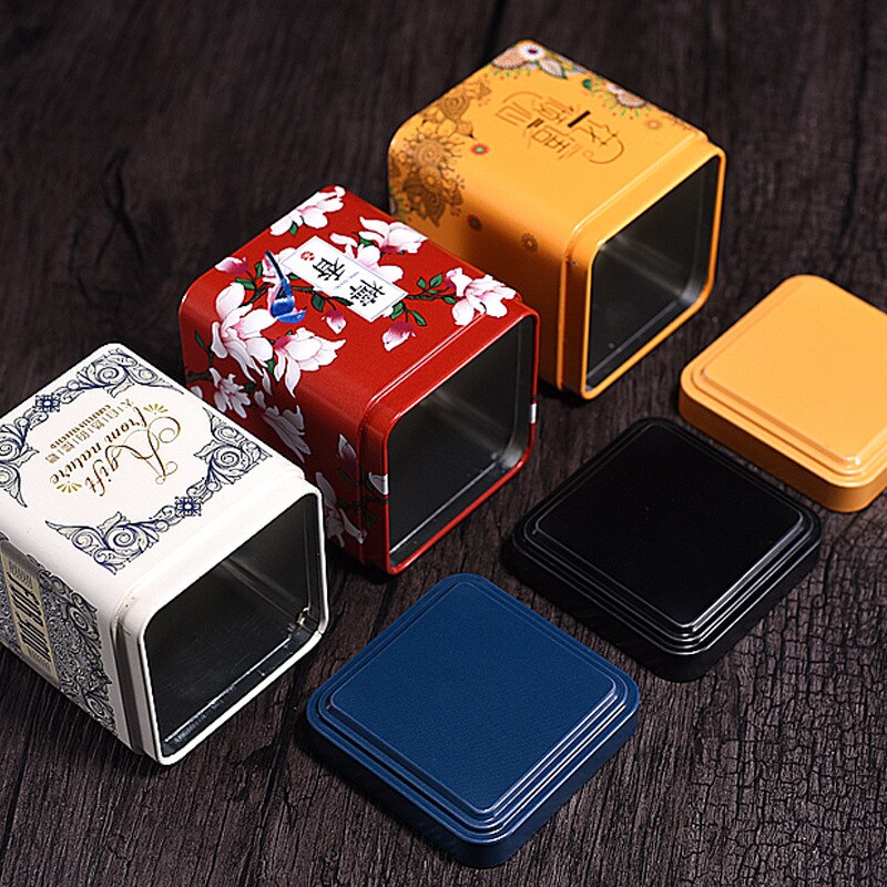 Mini Square Jar Tea Tinplate Box Creative Universal Cans Small Tea Cans Candy Scented Green Tea Storage Box