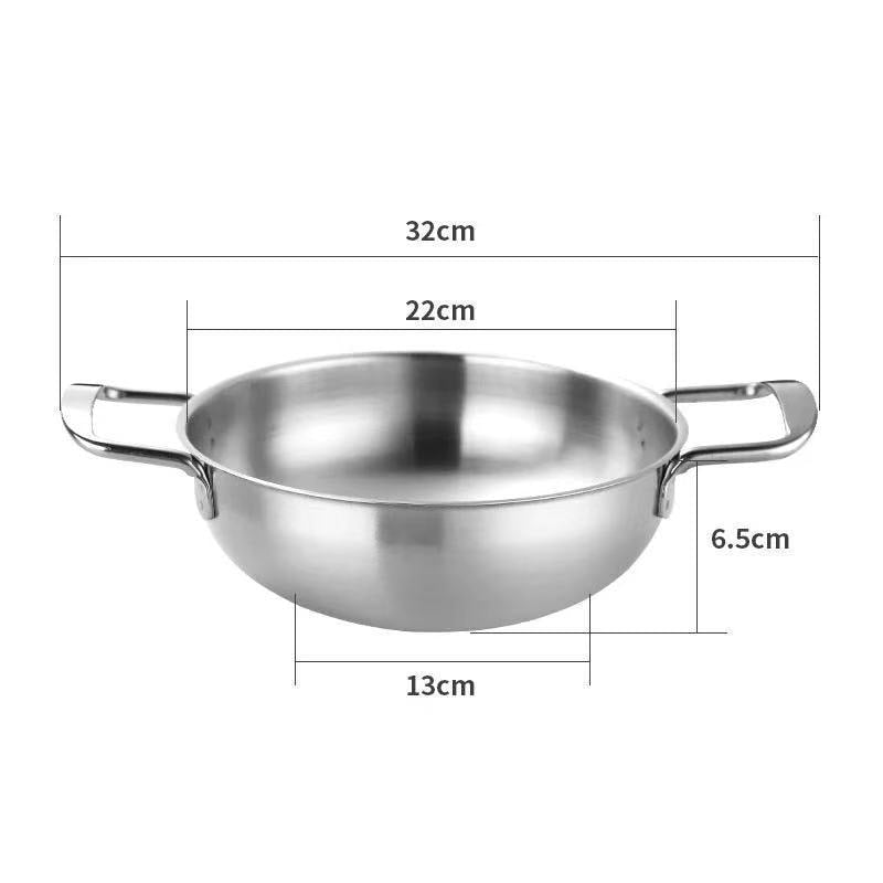 Stainless Steel Seafood Rice Pot Home Cooking Paella Pan Picnic Snack Plates Cookware Saucepan Dry Pots with Handle for Kitchen