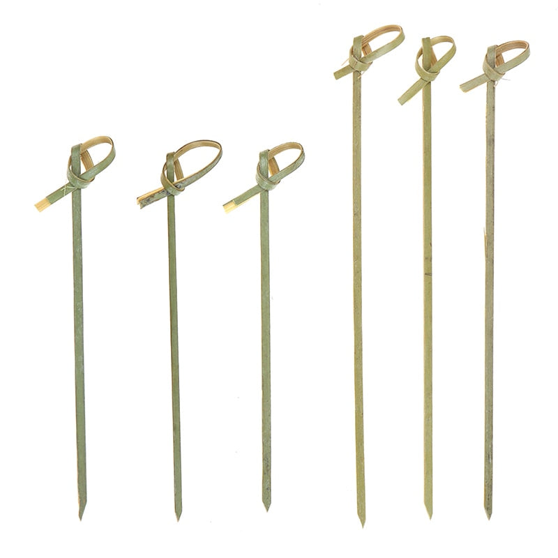 100pcs/Pack Disposable Bamboo Knot Skewers Bamboo Knot Picks Bamboo Picks Cocktail Picks With Twisted Ends For Cocktail Party
