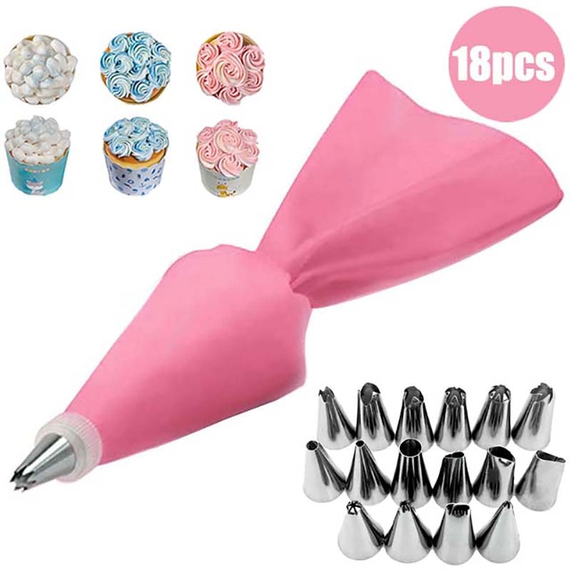 8/10/18PCS Silicone Pastry Bag Tips Kitchen Cake Icing Piping Cream Cake Decorating Tools Reusable Pastry Bags Nozzle Set