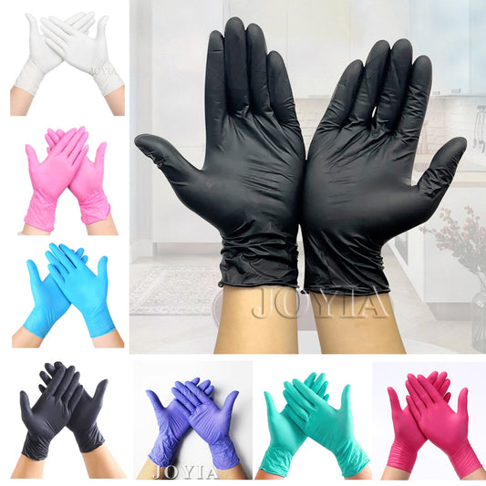 Black Disposable Nitrile Gloves 100pcs Latex Free Powder-Free Small Medium Large Pink Tattoo Gloves For Work Kitchen Clean XS XL