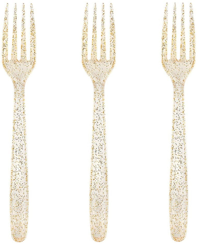 75 Pieces Gold Plastic Silverware- Disposable Flatware Set-Heavyweight Plastic Cutlery- Includes 25 Forks, 25 Spoons, 25 Knives