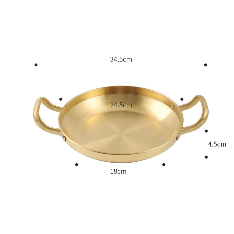 Stainless Steel Seafood Rice Pot Home Cooking Paella Pan Picnic Snack Plates Cookware Saucepan Dry Pots with Handle for Kitchen